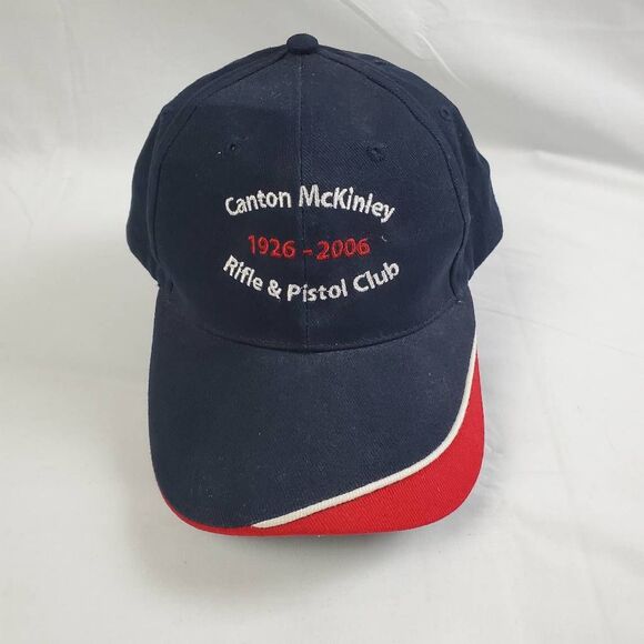 Canton McKinley Rifle & Pistol Club Hat Navy/Red Bullet Line 1926–2006 - Picture 1 of 5
